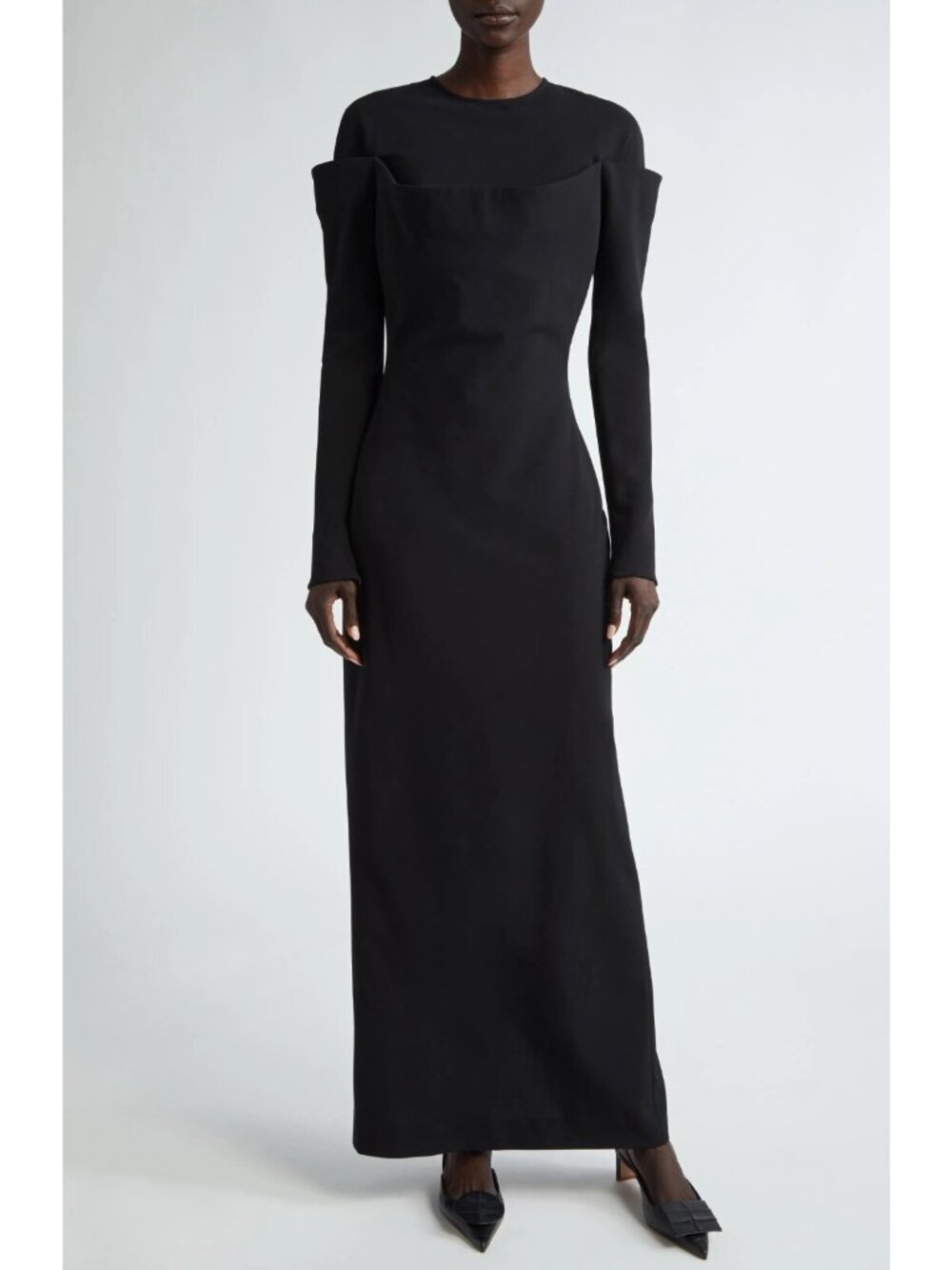 Jacquemus Womens La Robe Sabre Long Sleeve Maxi Dress Black Size 42 / US 10 / XL